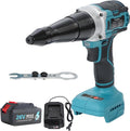 26V Brushless Cordless Rivet Gun, Electric Blind Riveter Tool Kit - Battery Powered Pop Rivet Gun, 3.2/4.0/5.0mm Rivet Fit, Quiet No-Carbon-Brush Design for Daily & Professional Use completeset