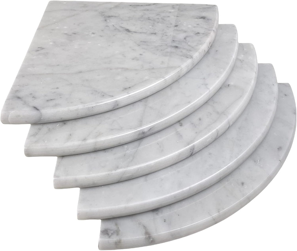 Tenedos 9'' X 9'' Round Edge Bianco Carrara Premium Corner Shower Shelf Piece Both Sides Polished (5)