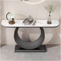 GRRICEPL Console Table with Circle Base, Slate Side Table, Living Room Sofa Side Table, Metal Frame Bedroom Bedside Table(Black-A,150X30X80 CM)