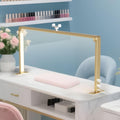 Foldable Nail Light for Desk, LED Manicure Lamp with Phone Holder, Tri-fold Lash Arc Light, 3000-6000K Color Temperature, 48W, 0-100% Adjustable Brightness, Makeup Desk lamp(Gold)