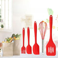 5pcs Spatula Silicone Kitchenware Set Utensils Cooking Baking Tool Food Grade Kitchen Accessories(white-Dinosaur Doodle4)