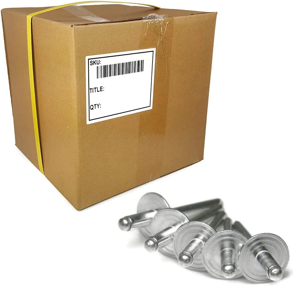Aluminum Pop Rivets Large Flange 3/16 inch Diameter (#6LF) Bulk Quantity Box (6-12LF, 3/16 x 3/4 Grip (0.626-0 .750) - 2,000pcs)