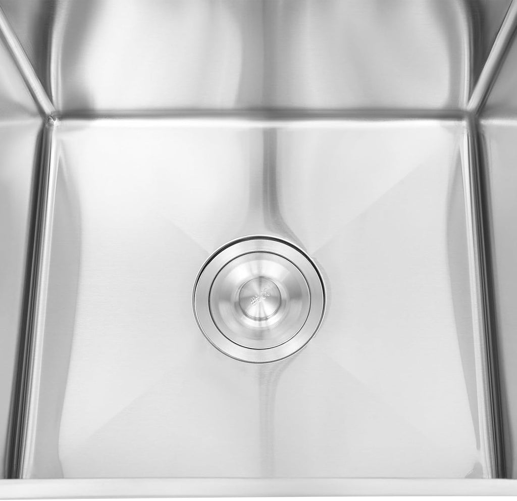 Stainless Steel Sink Single Bowl Commercial Utility Sink Free Standing Kitchen Sinks with Cold and Hot Water Faucets for Kitchens, Garage, Laundry Room (35.4' W x 21.2' D x 39.3' H)