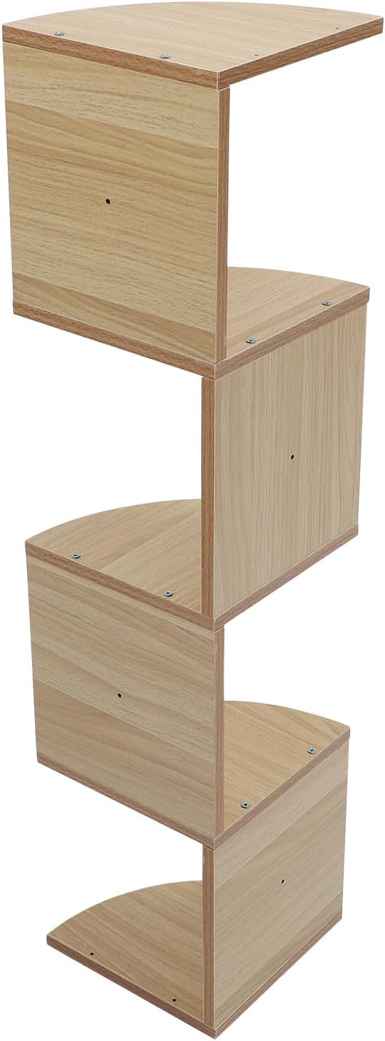 Creative 5-Layer Wooden Wall-Mounted Shelf with Corner Conversion Design, Light Walnut Multi-Layer Storage Rack for Home Décor and Bookshelf Organization