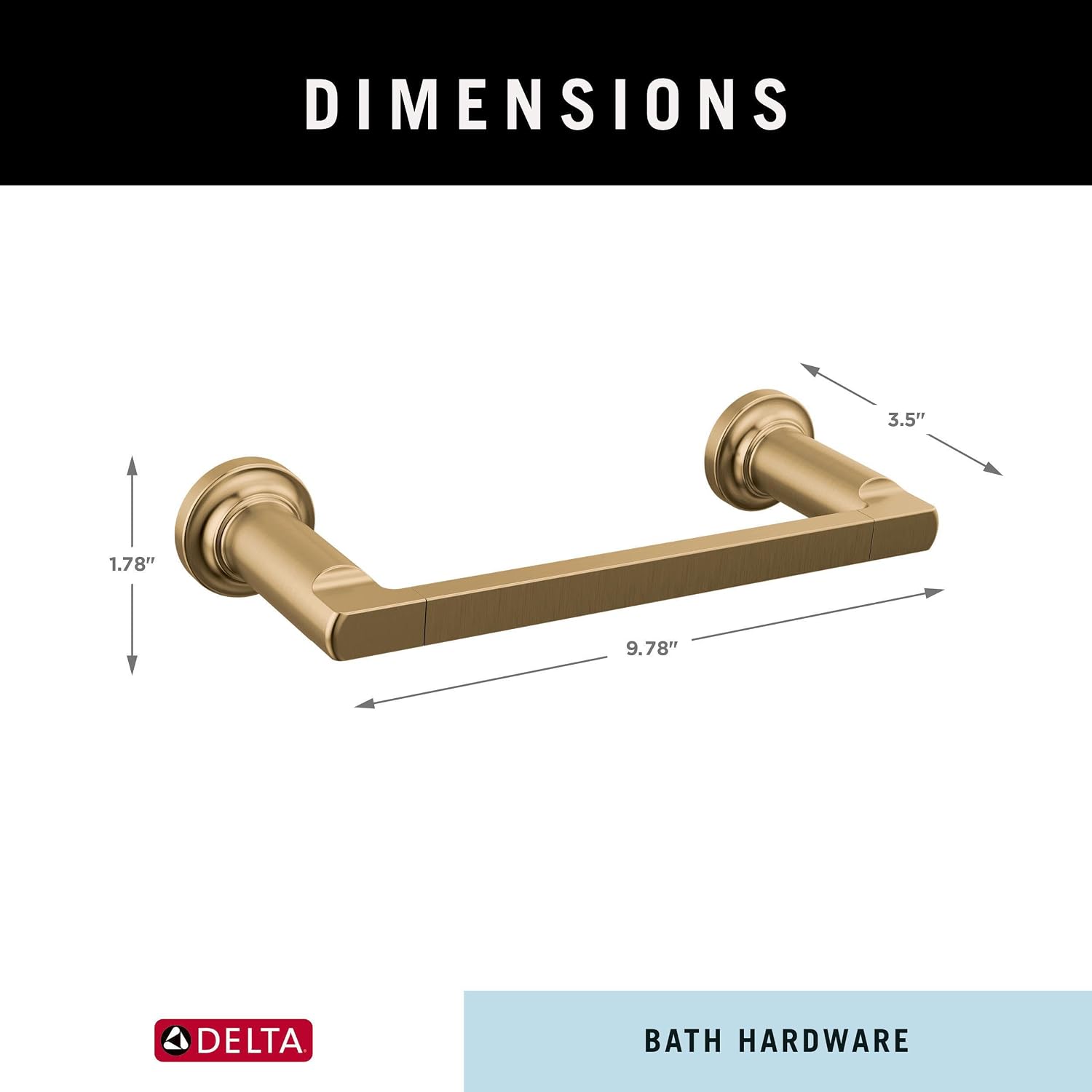 DELTA Faucet 78908-CZ Tetra 8 in. Hand Towel Bar Bath Hardware Accessory in Champagne Bronze (Pack of 3)