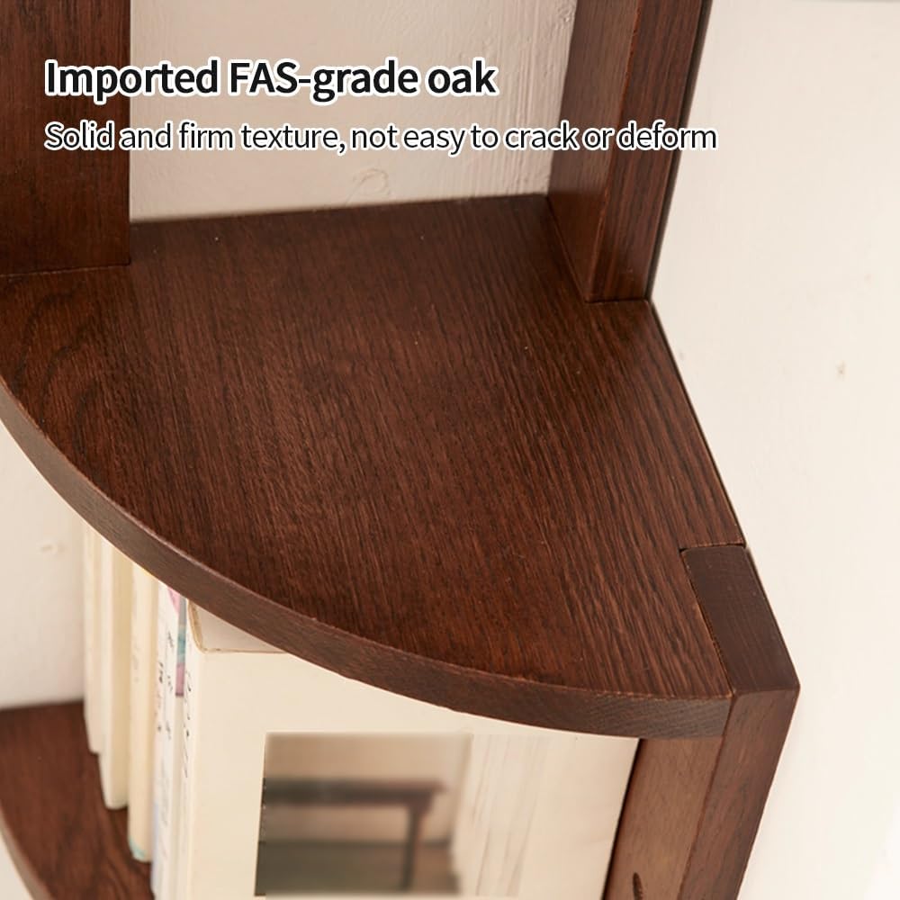 4 Tier Corner Desktop Bookshelf, Corner Shelf Wall Mounted, Multipurpose Shelving Unit, Solid Wood Corner Shelves, Floating Desktop Organizer for Living Room Bedroom Study Office(Natural)
