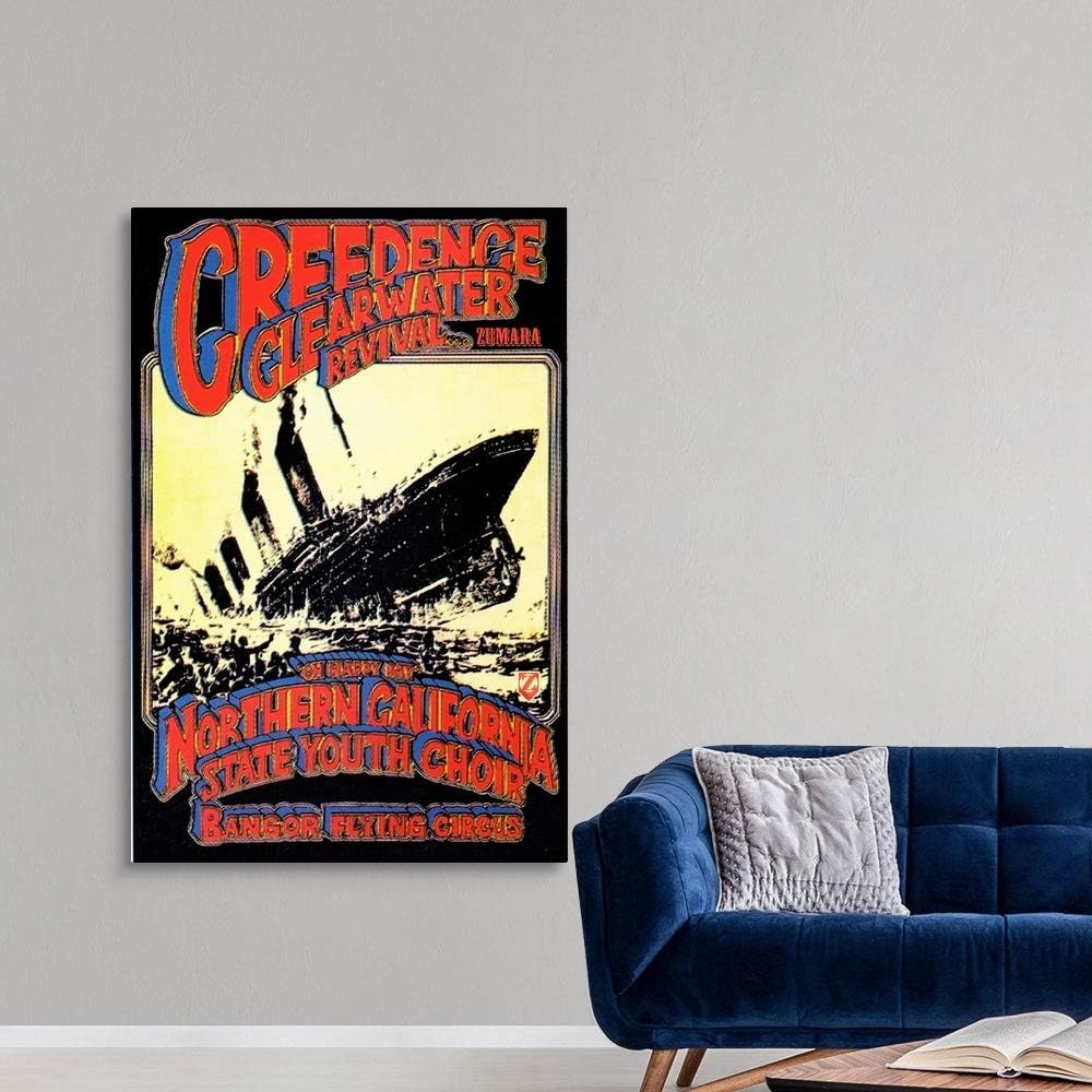GREATBIGCANVAS Creedence Clearwater Revival Poster Canvas Wall Art Print, Classic Rock Home Decor Artwork, 40'x60'