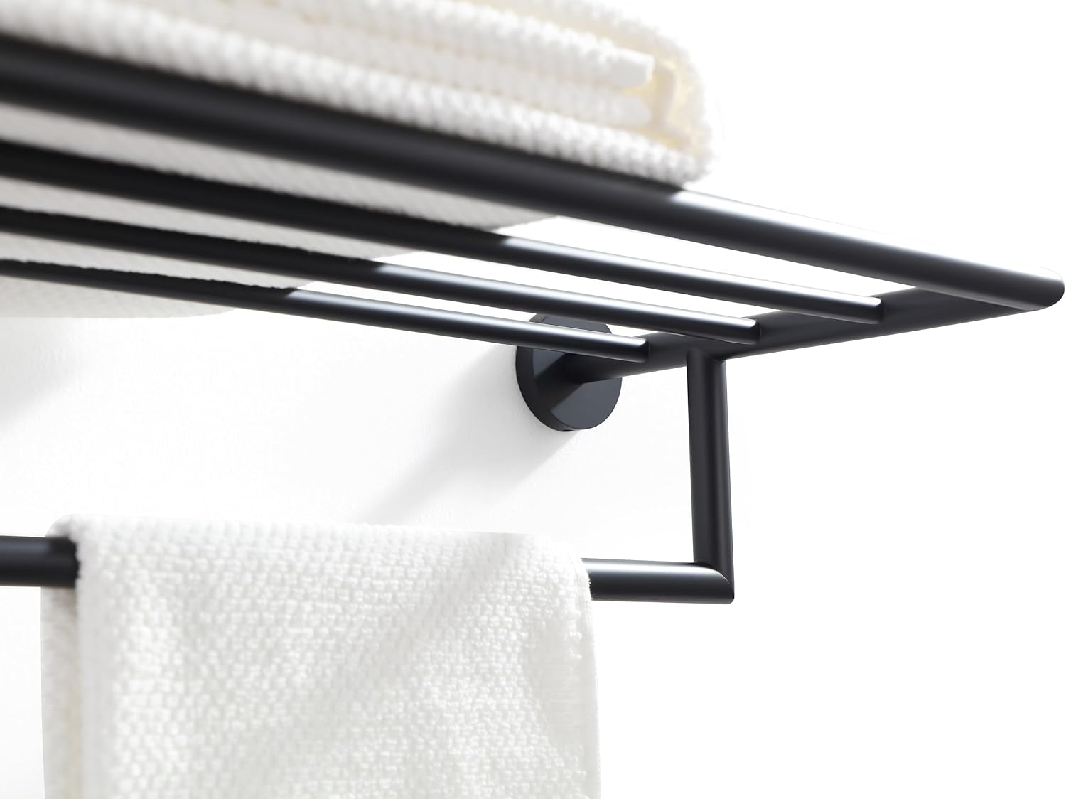 Towel Racks for Bathroom, Towel Shelf Matte Black, Wall Mounted Bath Towel Holder, Modern Hotel Style Towel Bar 26Inch, 077100-MB Leo Series
