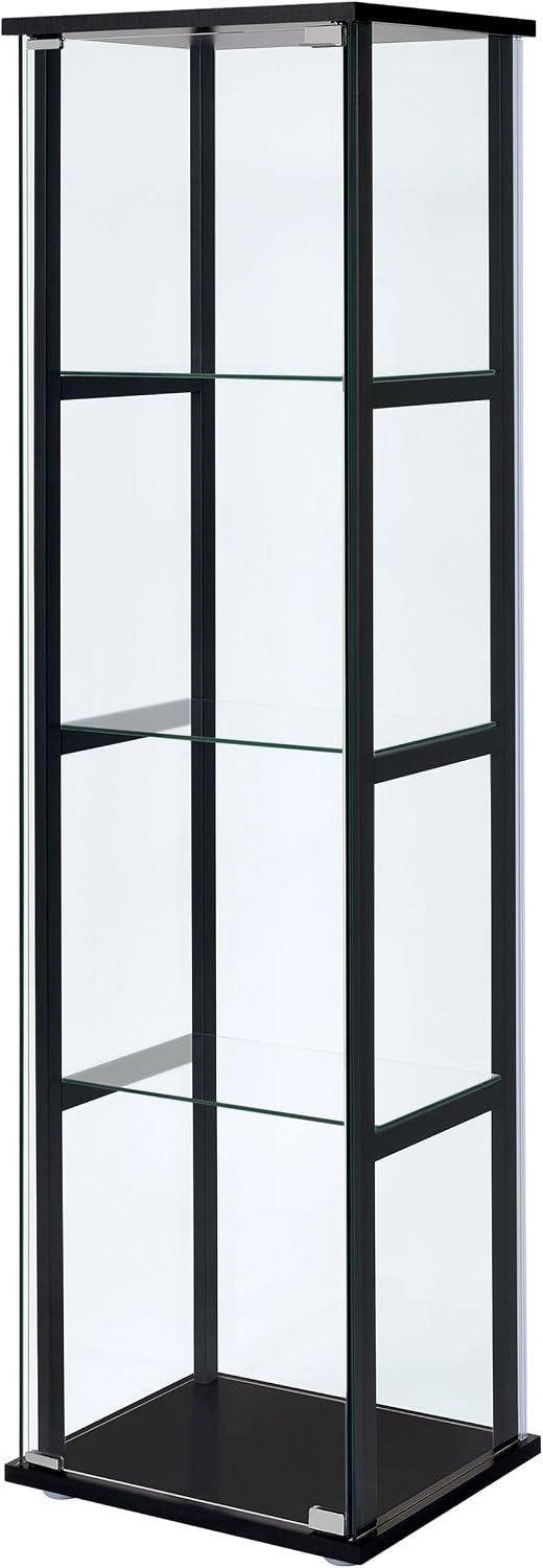 Coaster Home Furnishings Cyclamen 64-inch 5-Tier Clear Tempered Glass Curio Cabinet Display Case with Shelving Black 950171