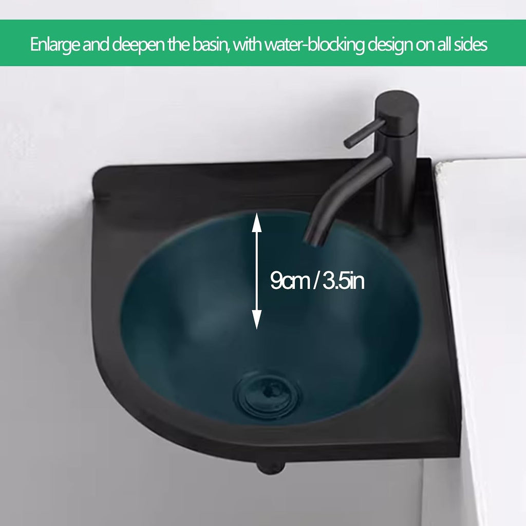 Single Bowl Sink, Stainless Steel Wall Mounted Wash Basin, Kitchen Sink Basin Small Sink Corner for Washing Food Prep, with Faucet Inlet Pipe (Color : Black, Size : C(32x32x45cm)) (Black A(32x32x