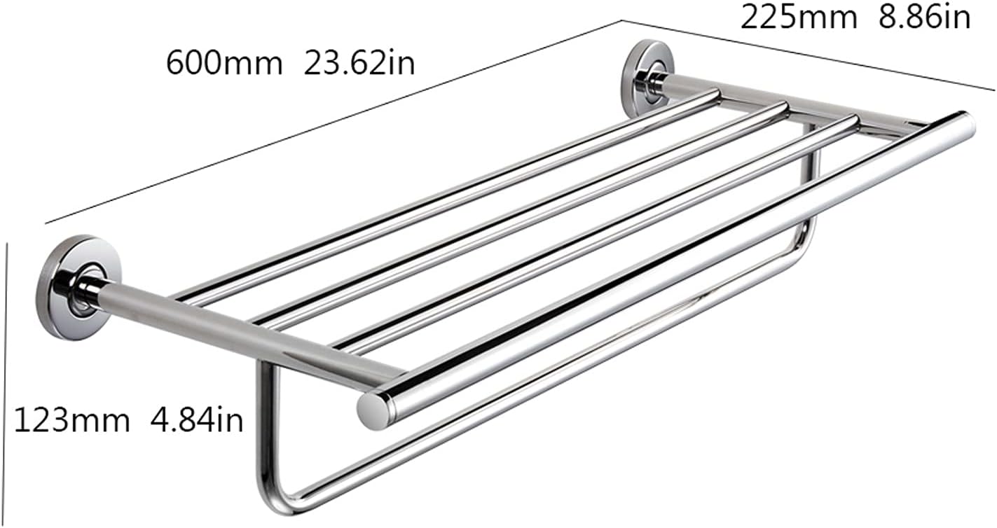 Bathroom Shelf Wall Floating Bathroom Bath Towel Rack 23.6 Inch Bathroom Shelves,Wall Mounted Multifunctional Double Towel Bars,304 Stainless Steel Polished Floating Shelves Corner Shower Caddy