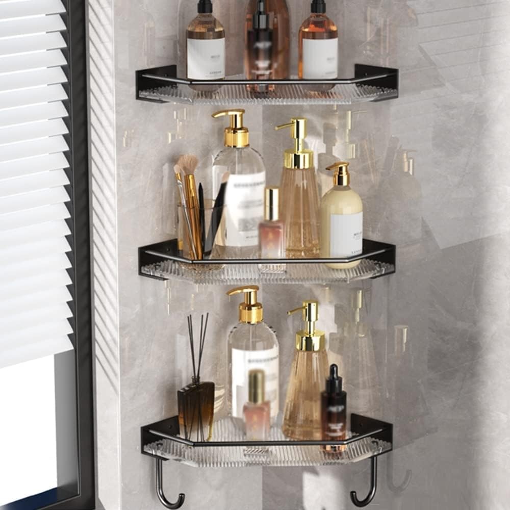 Corner Shower Caddy - Wall Mounted Acrylic Shower Shelves, Bathroom Storage Organizer for Efficient Shower Organization