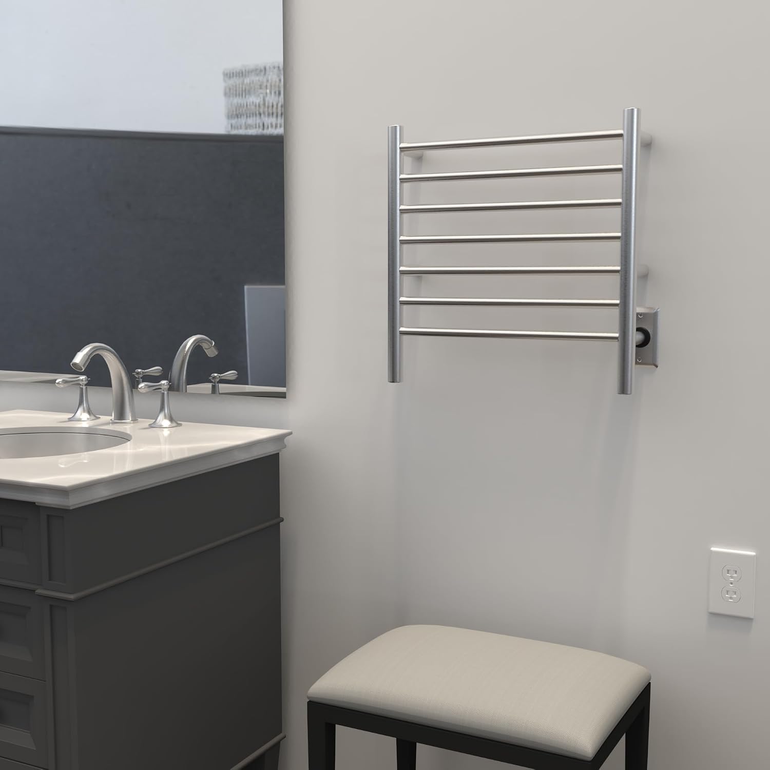 Amba RWHS-SB Radiant Small Hardwired Plug-in Combo 7 Bar Towel Warmer in Brushed