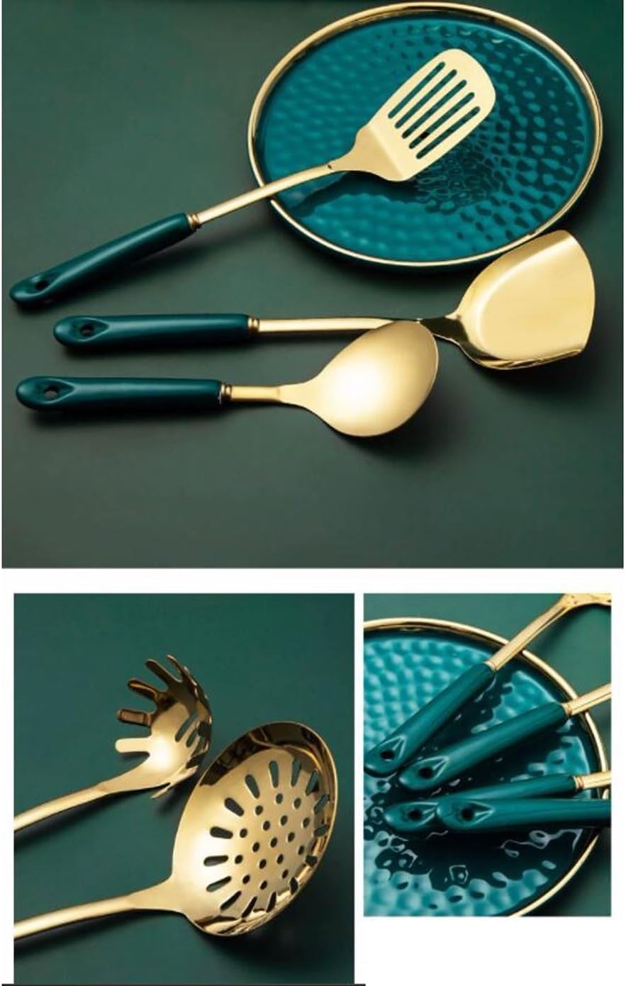 Cooking Utensils Sets Spoons for Cooking Spatulas Stainless Steel Cookware Dining Gadgets Spatulas Spoons 7 Pieces Kitchen Tools (Black)