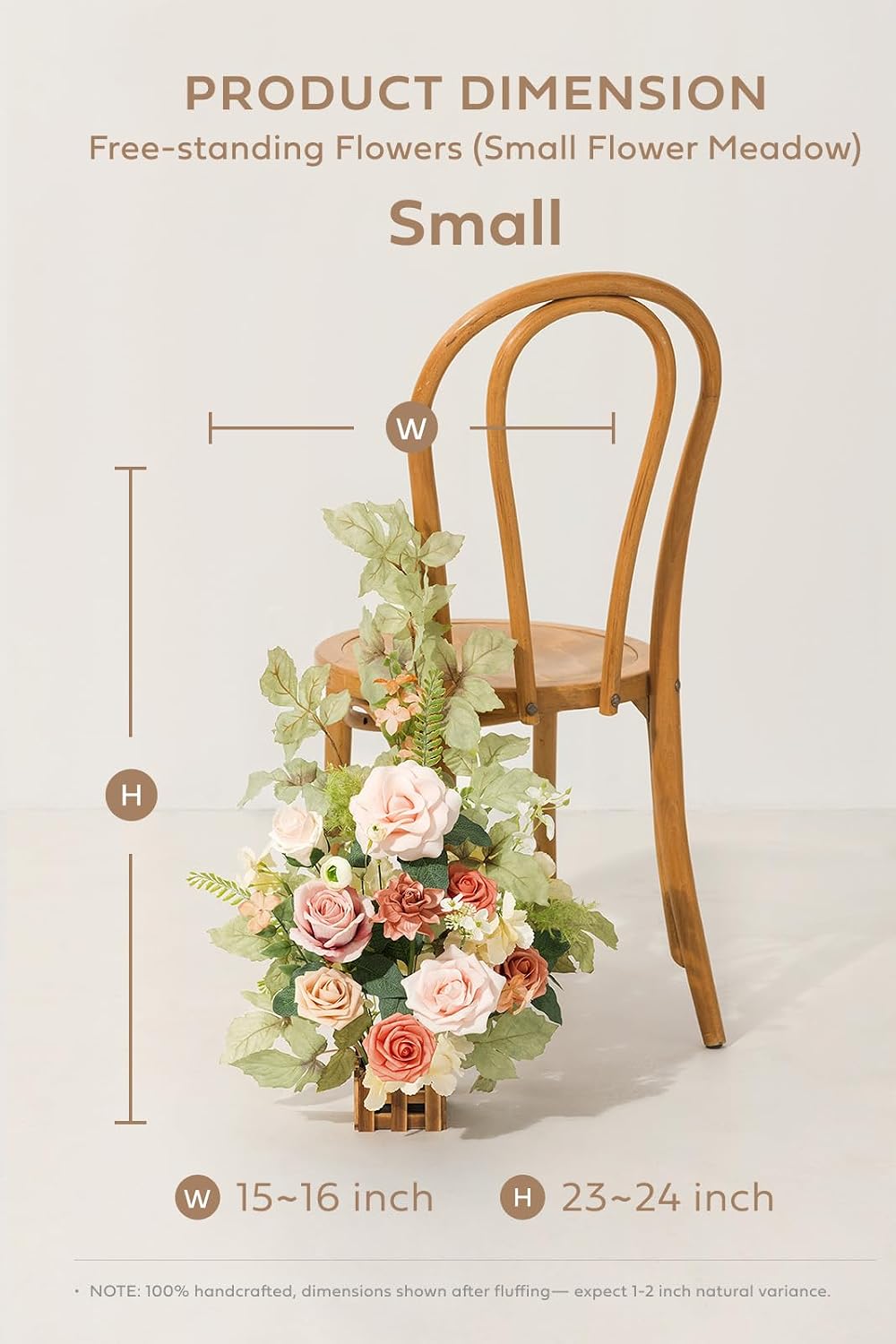 Ling's moment 17.5' Tall Standing Artificial Flowers Arrangements 4pcs Fall Wedding Aisle Runner Chair Decorations Blush & Pink Centerpieces for Ceremony Reception Rose Floral Party Outdoor