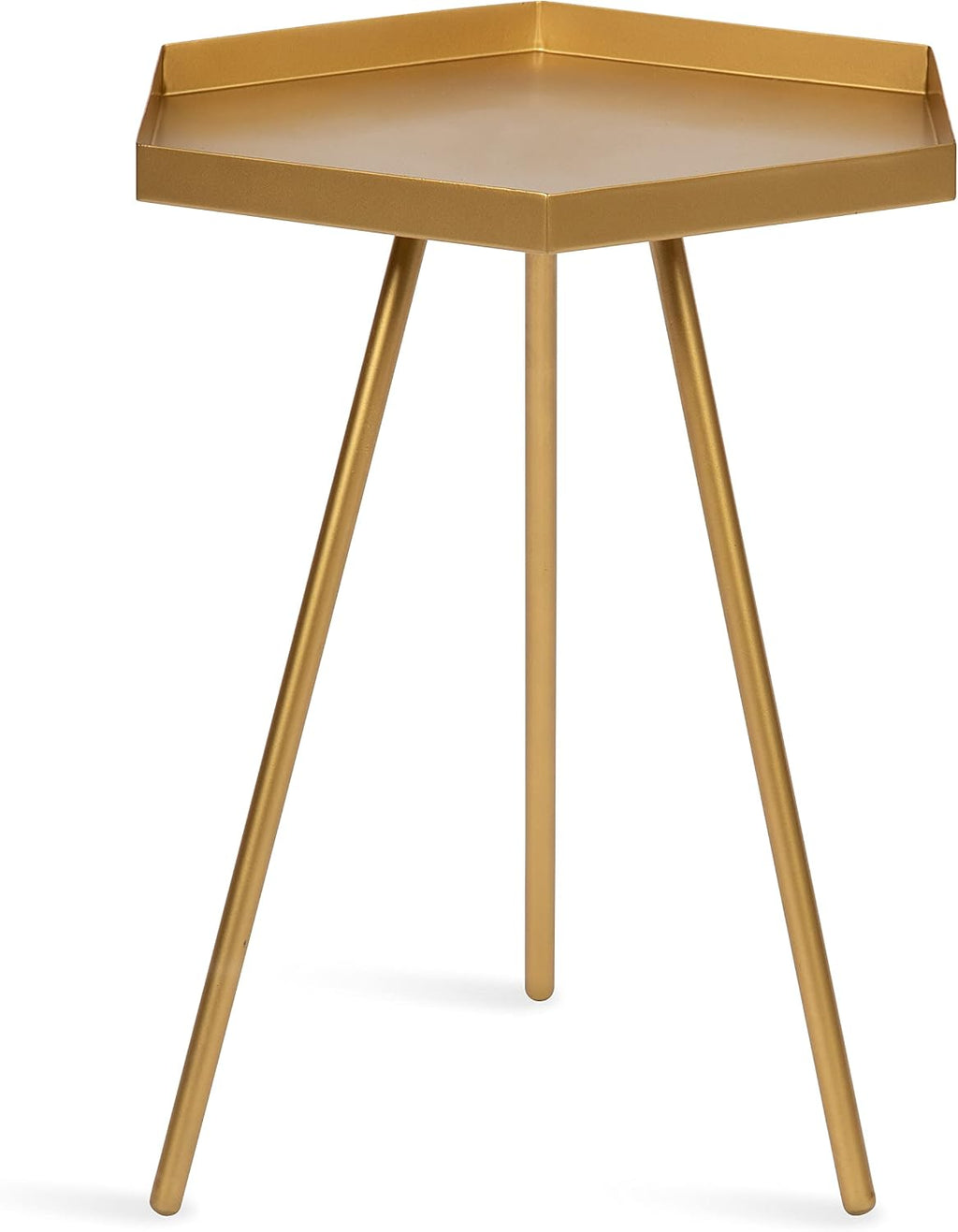 Kate and Laurel Kashvi Modern Side Table; 17 x 15 x 20; Gold; Decorative Glam Hexagon Bedroom Nightstand Table for Storage and Display