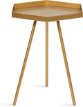 Kate and Laurel Kashvi Modern Side Table; 17 x 15 x 20; Gold; Decorative Glam Hexagon Bedroom Nightstand Table for Storage and Display