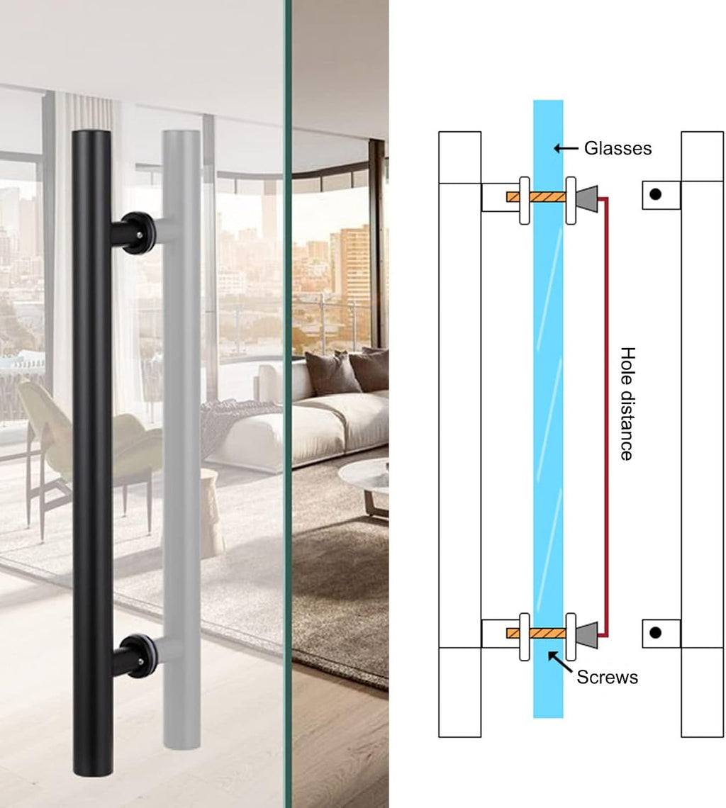 Double-Side Round Glass Door Handle, Heavy Duty Exterior Barn Door Push Bar for Exit, Swing Entry Door Handle Bar with Mounting Screws (Color : Gold, Size : 60cm(23 5/8') 40cm)