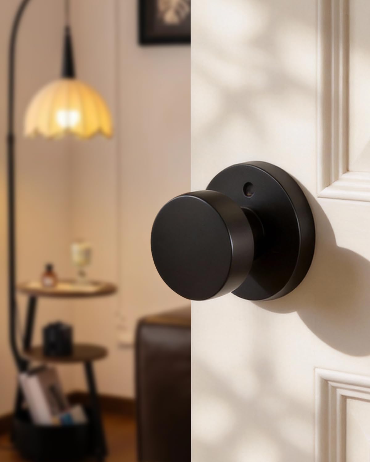 Goldenwarm Black Door Knobs Interior, Zinc Alloy Matte Black Privacy Door Knob, Interior Door Knobs for Bathroom, Bedroom Door Knob, Heavy Duty Round Ball (5 Pack)