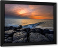 ArtDirect New Jersey-Cape May National Seashore Sunset on ocean and rocks 45x36 Huge Black Modern Wood Framed Canvas Giclee Art by Jaynes Gallery