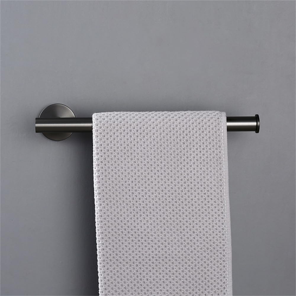 Modern Stainless Steel Bathroom Accessories Set with Towel Rack Toilet Paper Holder Bar Hanger and Hook Brushed Gunmetal Grey Finish Complete Hardware Kit for Bathroom Organization