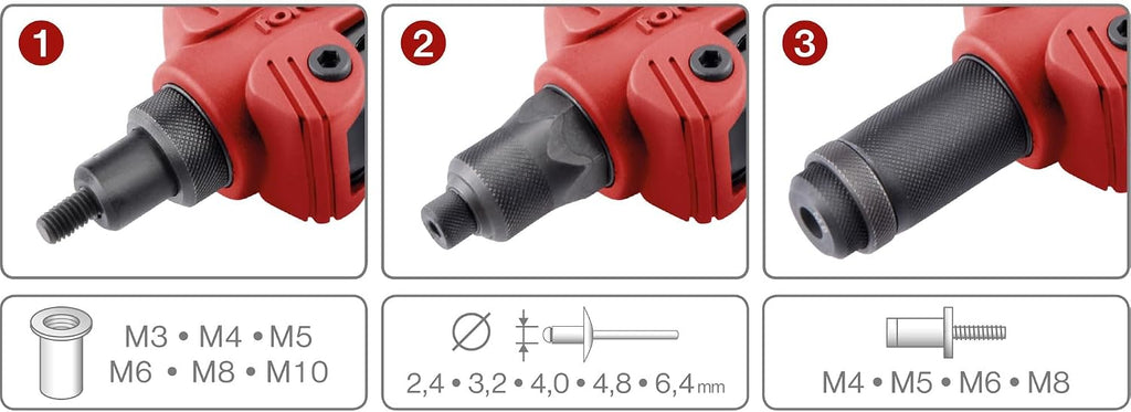 Combination Hand Riveter for Blind Rivet Screws M3-M8, Blind Rivets 2.4-6.4 mm & Thread Rivets M3-M10 I Rivet Nut Pliers for Rivet Nuts, Pop Rivets & Screw Rivets