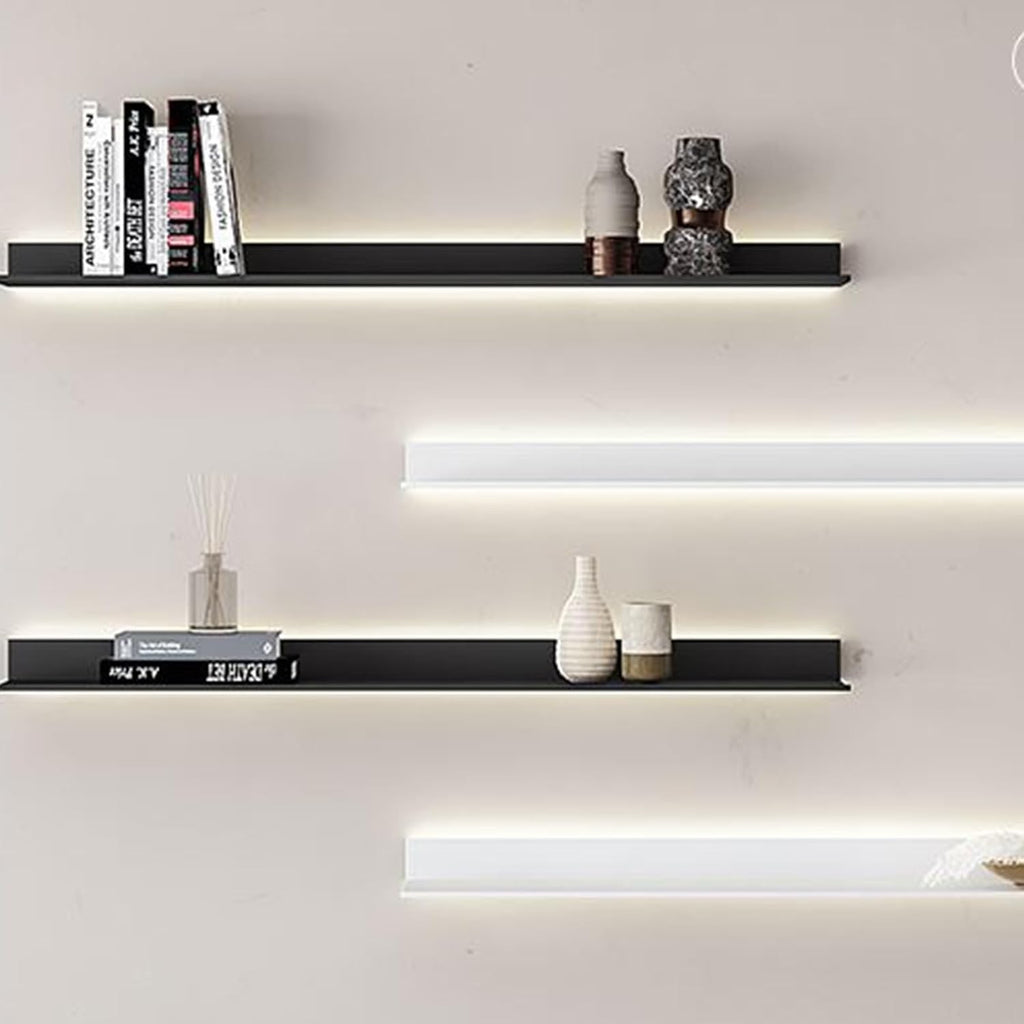 Floating Shelves Wall Mounted, Light-Emitting Shelves LED Light Wall Shelves Doesn't Take Up Wall Space Shelves Can Hold A Lot of Items (Color : Noir, Size : 60x20x6cm)