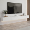 Solid Wood Floating TV Stand Wall Mounted, White, 63' Wall Mounted Entertainment Center Console, Hanging tv Media Shelf for Living Room, Bedroom (DSGWHITE-B, 63IN)