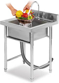 Kitchen Sink Freestanding Single Bowl Sink Vegetable Washing Basin Suit Stainless Steel Commercial Sink with Tap Multifunction Sink Used