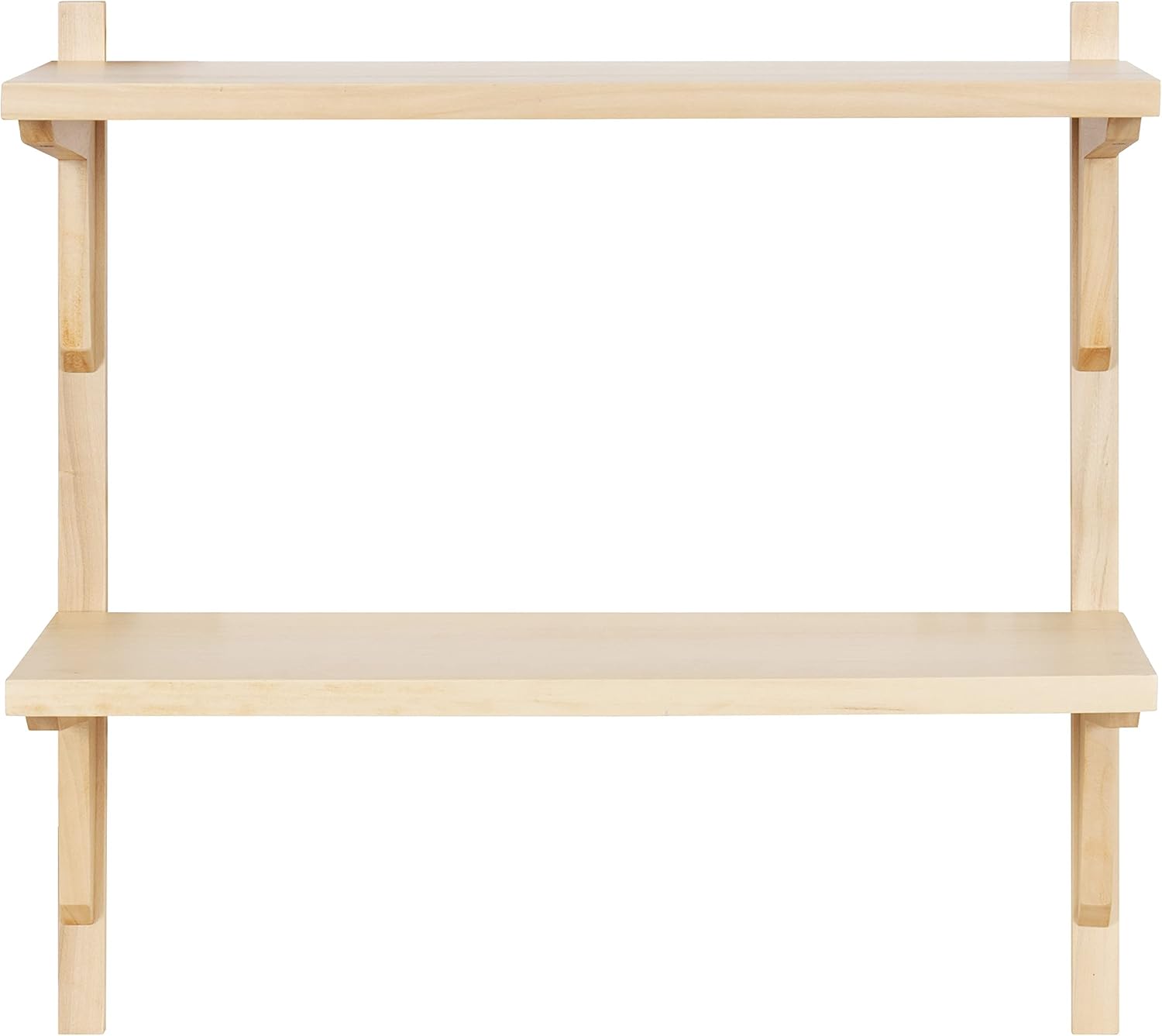 Kate and Laurel Meridien Modern Wood Shelves, 24 x 8 x 24, Natural Poplar, Transitional Two Tier Wall Shelf for Storage and Display