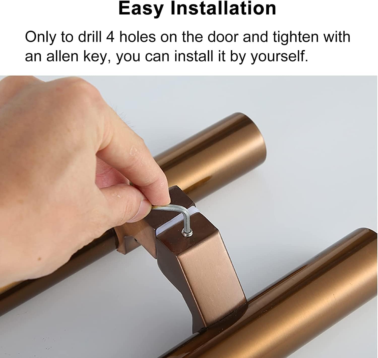 Barn Sliding Door Handle Glass Door Handle Glass Door Handle,Metal Round Tube Push Bar Handle,Bathroom Gate Bar,Stainless Steel Large Sliding Door Handle (Gold-60cm/23.6in