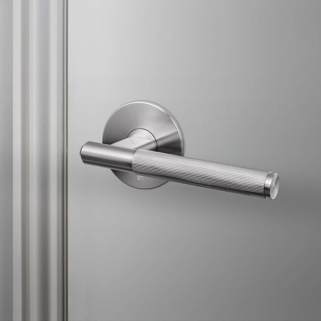 Buster and Punch Door Handle Set Passage Linear Knurl in Steel