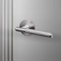Buster and Punch Door Handle Set Passage Linear Knurl in Steel