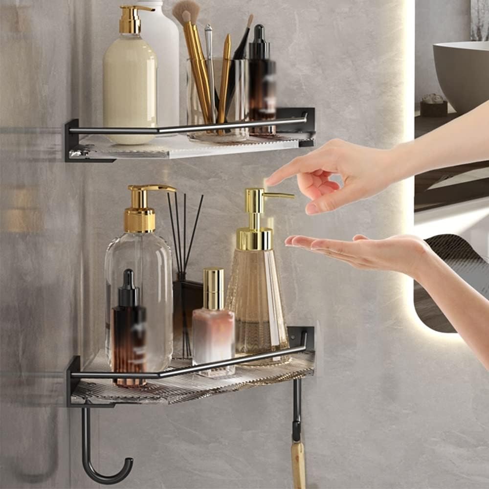 Corner Shower Caddy - Wall Mounted Acrylic Shower Shelves, Bathroom Storage Organizer for Efficient Shower Organization