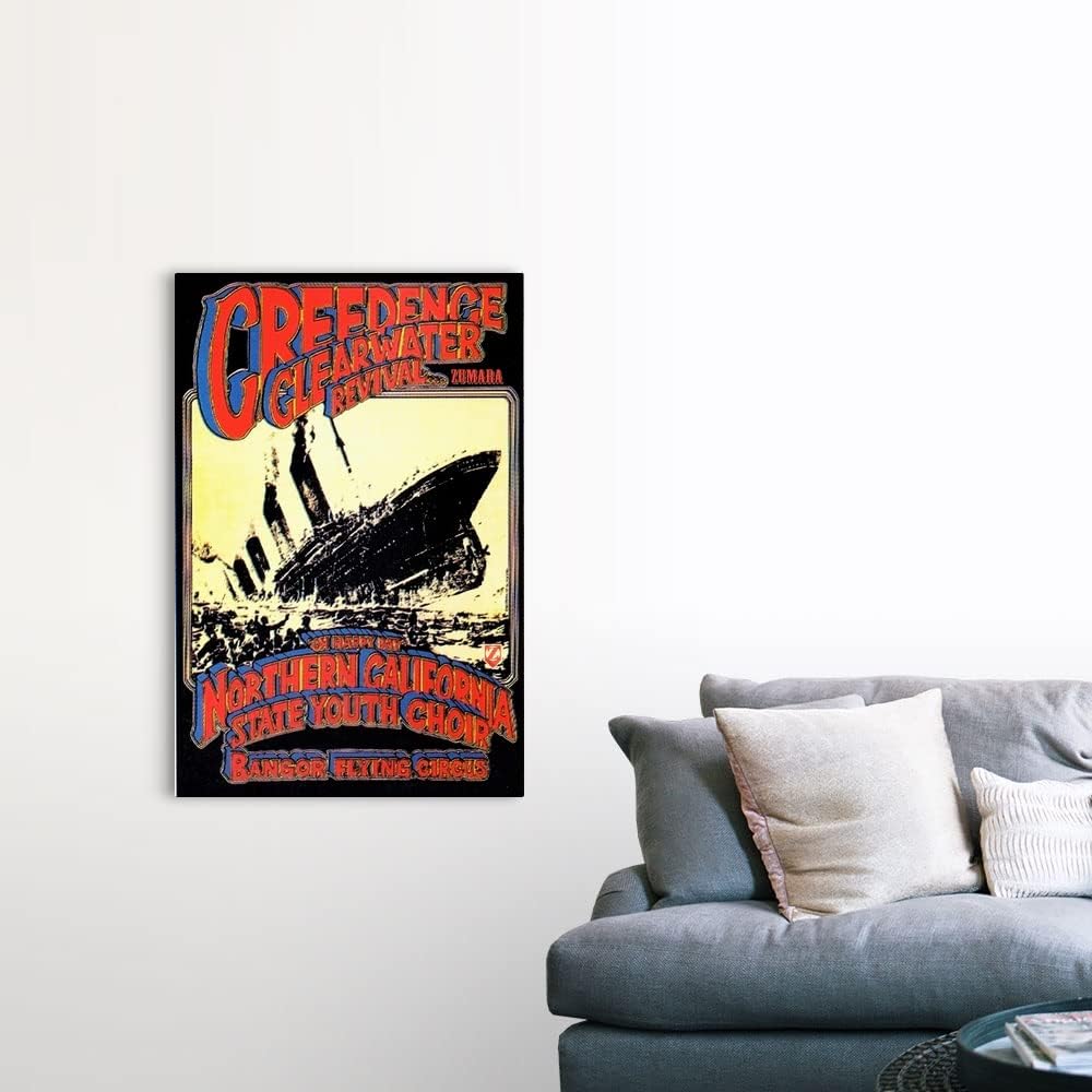 GREATBIGCANVAS Creedence Clearwater Revival Poster Canvas Wall Art Print, Classic Rock Home Decor Artwork, 32'x48'