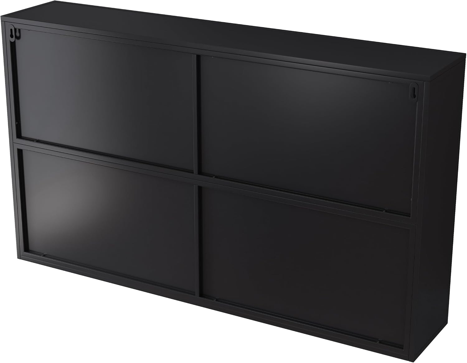 Retro Style Tempering Glass Door Wall Cabinet with Detachable Shelves and Open Shelves，for Office Dining Room,Living Room, Kitchen and Bathroom.Black