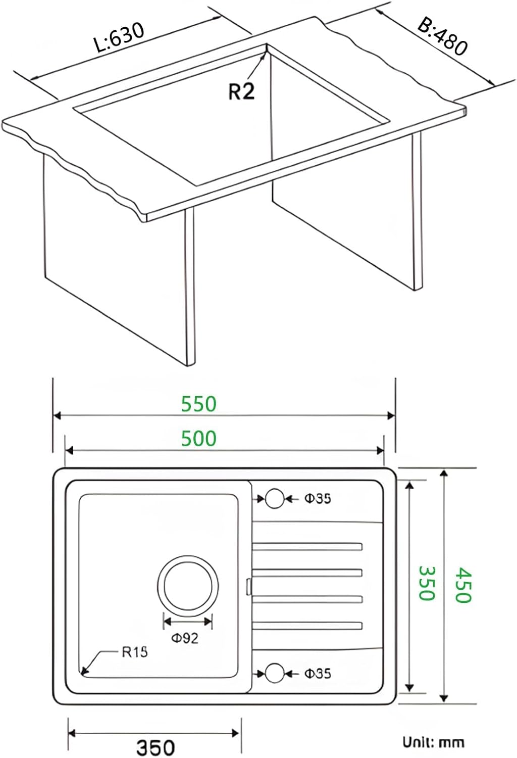Stainless Steel Kitchen Sink Black, Topmount/Undermount Single Bowl Farmhouse Workstation Sink with Drainer and Full Fittings Accessories, One Bowl Sinks for Kitchens 72 * 45cm
