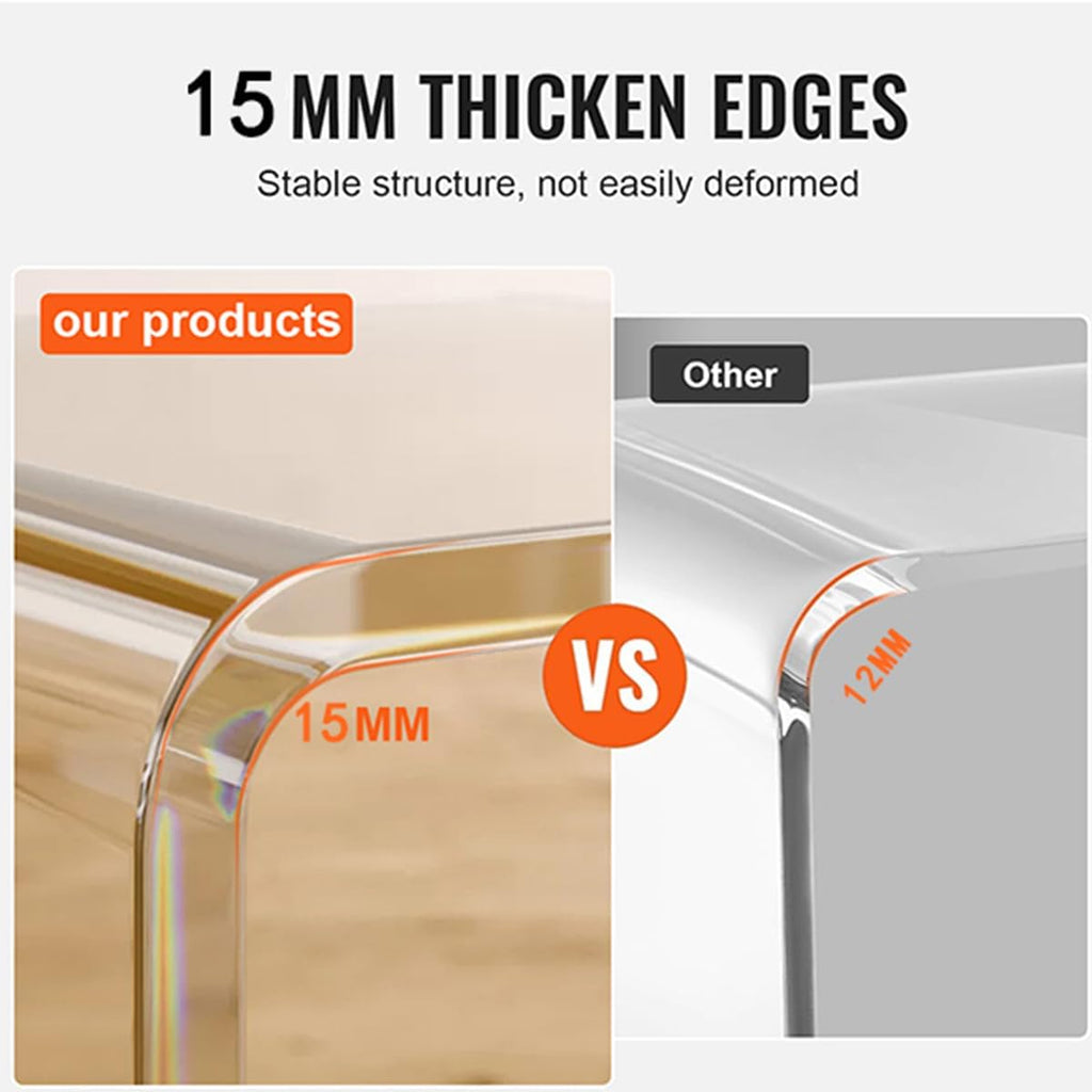 Clear Acrylic End Table with Rounded Edges,18' H Transparent Small Side Table Set of 2,Acrylic Side Table for Living Room, Night Stands for Bedrooms,Modern Occasional Tables (16' L x 12' W x 18' H)