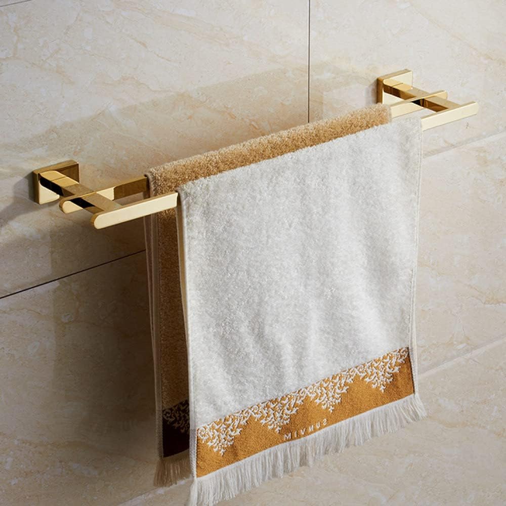 Golden Towel Rack Towel Bar Gold Stainless Steel Hardware Set,Robe Hook,Toilet Brush Cup Holder Soap Dish Bathroom Accessories,Double Towel Bar