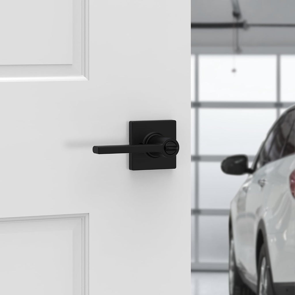 Kwikset Casey Entry Door Handle with Lock and Key, Secure Keyed Reversible Lever Exterior, for Front Entrance and Bedrooms, Matte Black, 10 Pack, Pick Resistant SmartKey Rekey Security and Microban