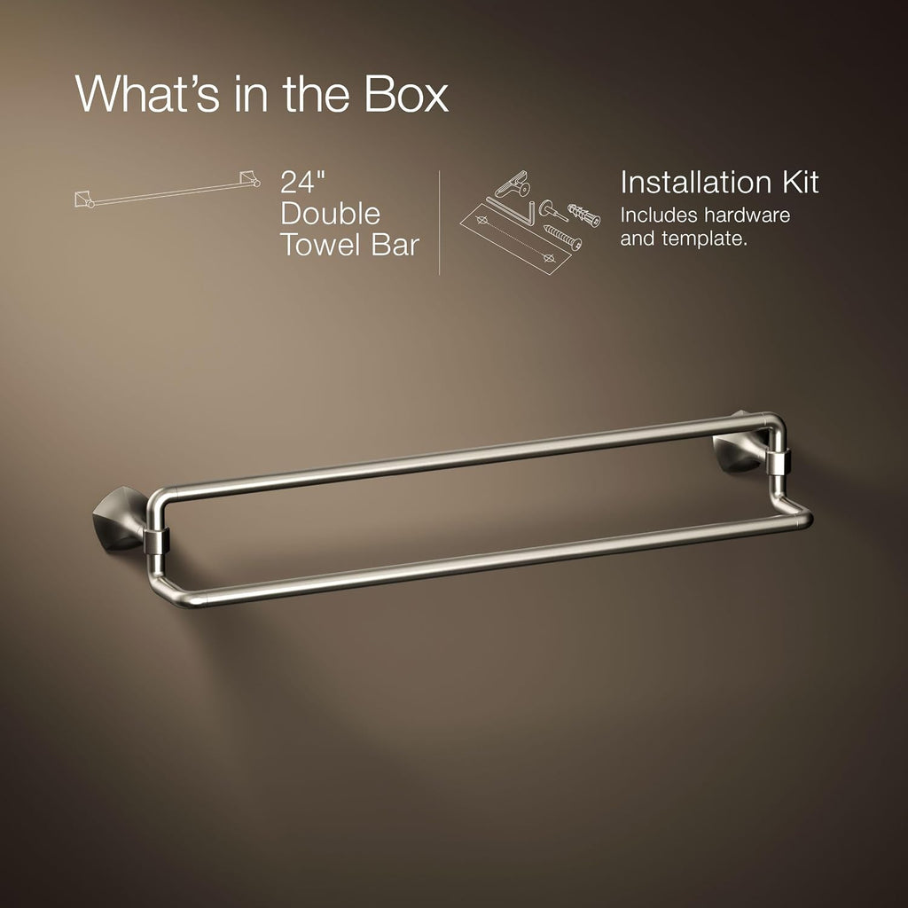 Kohler 27062-BN Occasion® 24' Double Towel bar, Vibrant Brushed Nickel