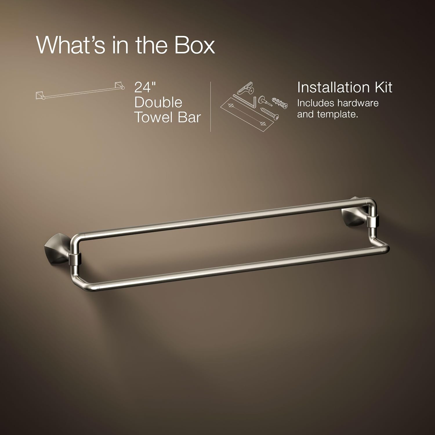 Kohler 27062-BN Occasion® 24' Double Towel bar, Vibrant Brushed Nickel
