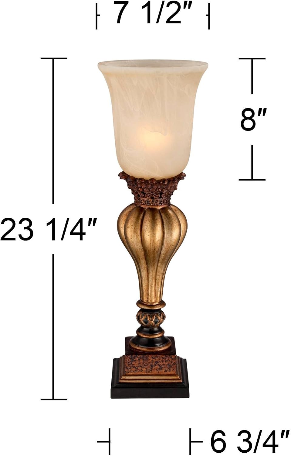 Regency Hill Sattley Traditional Uplight Accent Table Lamps 23 1/4' High Set of 2 Light Gold Alabaster Glass Shade Decor for Living Room Bedroom House Bedside Nightstand Home Office Family