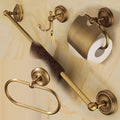 Solid Brass Bathroom Accessories Set,Robe Hook,Paper Holder,Towel Bar,Soap Basket,Bathroom Sets,Antique Brass,1
