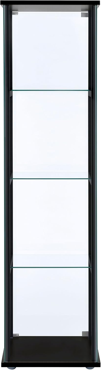 Coaster Home Furnishings Cyclamen 64-inch 5-Tier Clear Tempered Glass Curio Cabinet Display Case with Shelving Black 950171