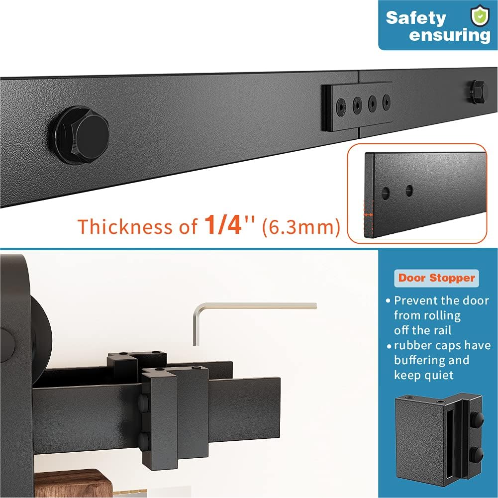 ZEKOO 12FT Double Track Bypass Sliding Barn Door Hardware Kit for 2 Doors, Bypass Barn Door Track Kit, Low Ceiling, Easy Install, J Shape Hanger, Fit 72' Wide Door Panel