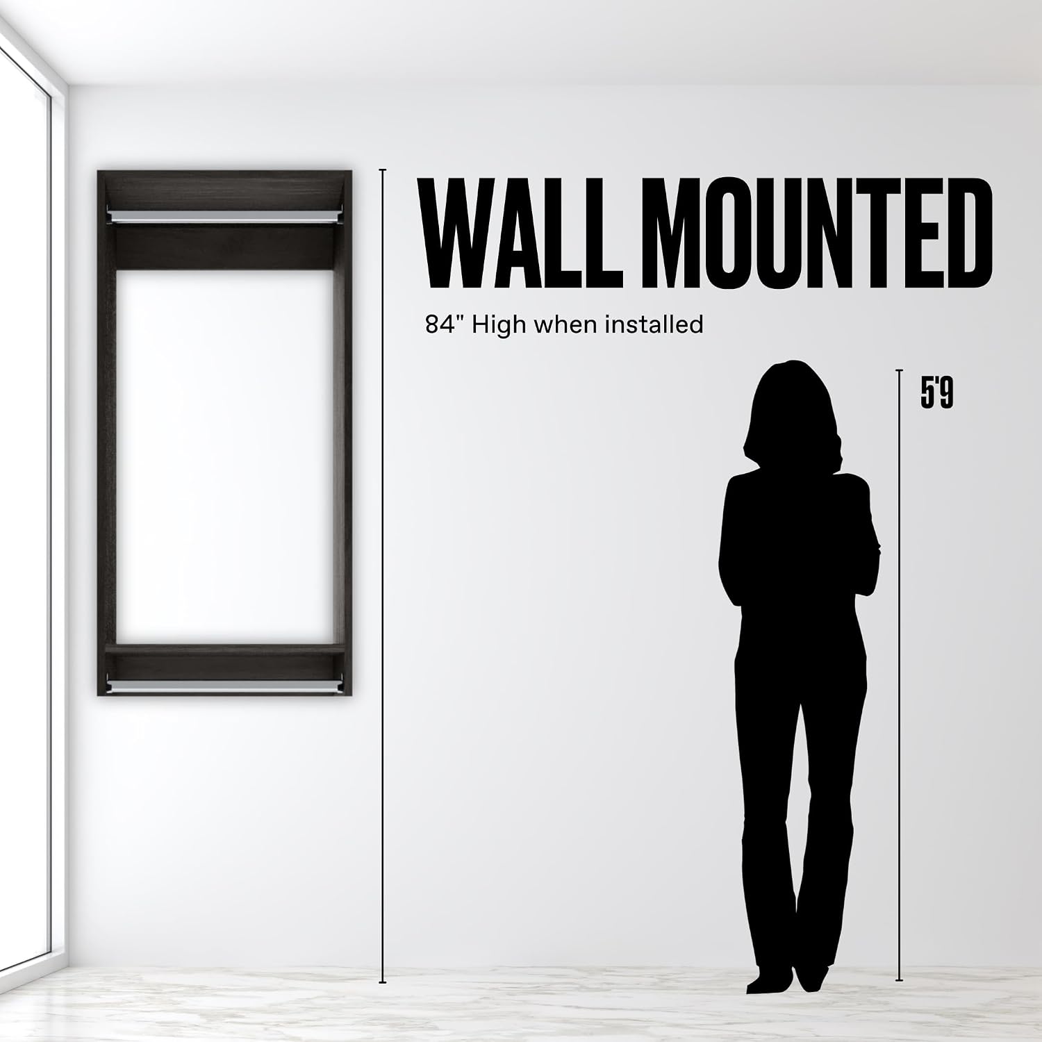 Double Hanging Closet Unit - Modular Corner Closet System - Grey, 18 inches Wide - Includes Shelves