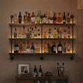 3-Tier Wall Mounted Wine Rack, Industrial Pipe Bar Shelf for Wine Bottle Storage, Industrial Pipe Shelves Shelf Shelving for Home Bar Dining Room Kitchen (47.2' W x 47.2' H)