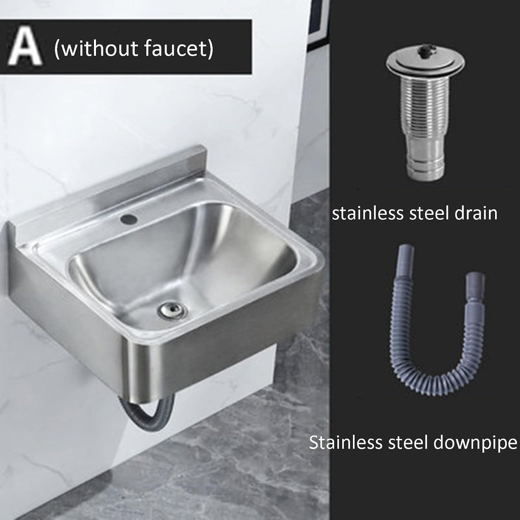 Stainless Steel Square Bowl Sink, Wall-Mounted Washbasin, Workstation for RV, Bars,Easy to Clean (Color : Silver, Size : D(43x41.2x15cm)) (Silver A (43x41.2x15cm))