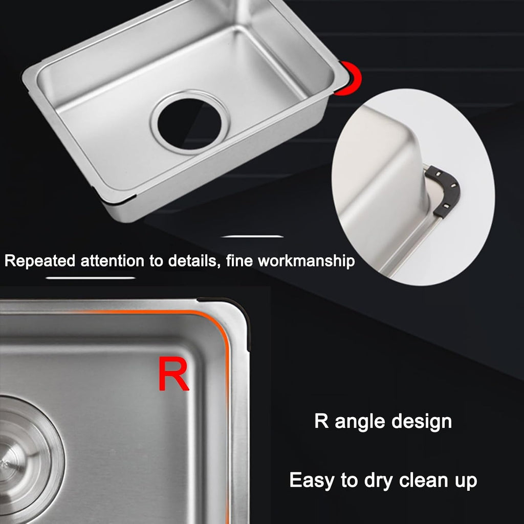 Small Wall Mounted Bathroom Sink, Single Bowl Sink, with in-Wall Stainless Steel Single Cold Faucet, Utility Washing Hand Basin for Garage Restaurant Laundry Room Ou,37.5x25cm